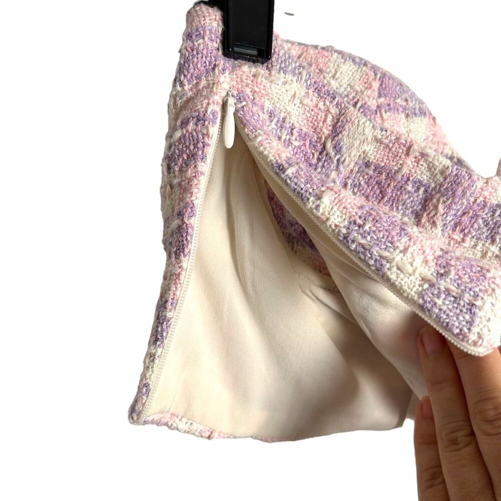 ZARA pink purple & white Tweed Crop Top Bustier M NWT - Picture 6 of 12